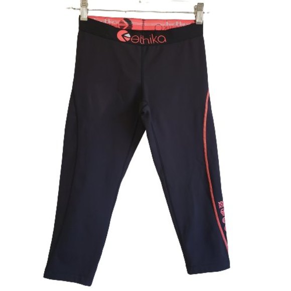 Ethika Performance 3/4 Pants Womens Size Small Black Neon Orang Subzero Seamless - Picture 1 of 10